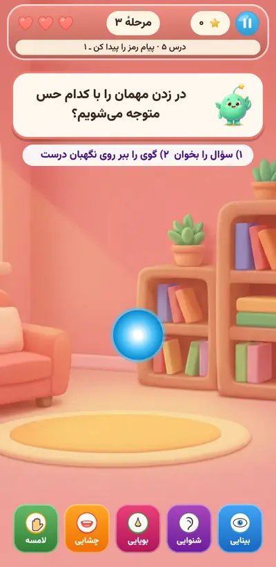 اسکرین‌شات جزیرهٔ حواس پنجگانه — پایهٔ اول و دوم