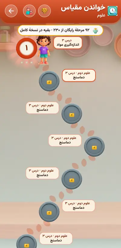 اسکرین‌شات خواندن مقیاس — ۲۳۰ مرحله