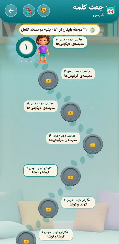 اسکرین‌شات جفت کلمه — ۴۲۴ مرحله