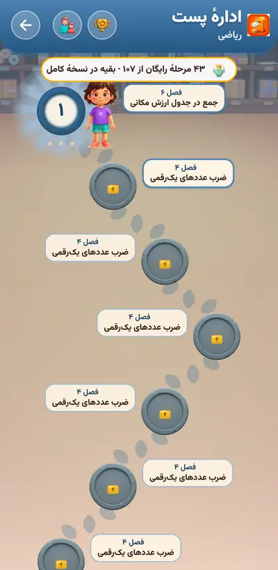 اسکرین‌شات ادارهٔ پست — ۲۱۴ مرحله